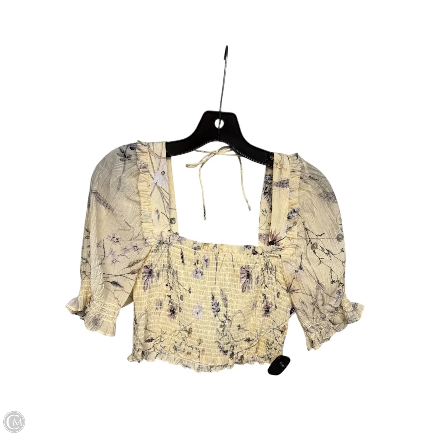 Top Short Sleeve By H&m In Cream & Purple, Size: S