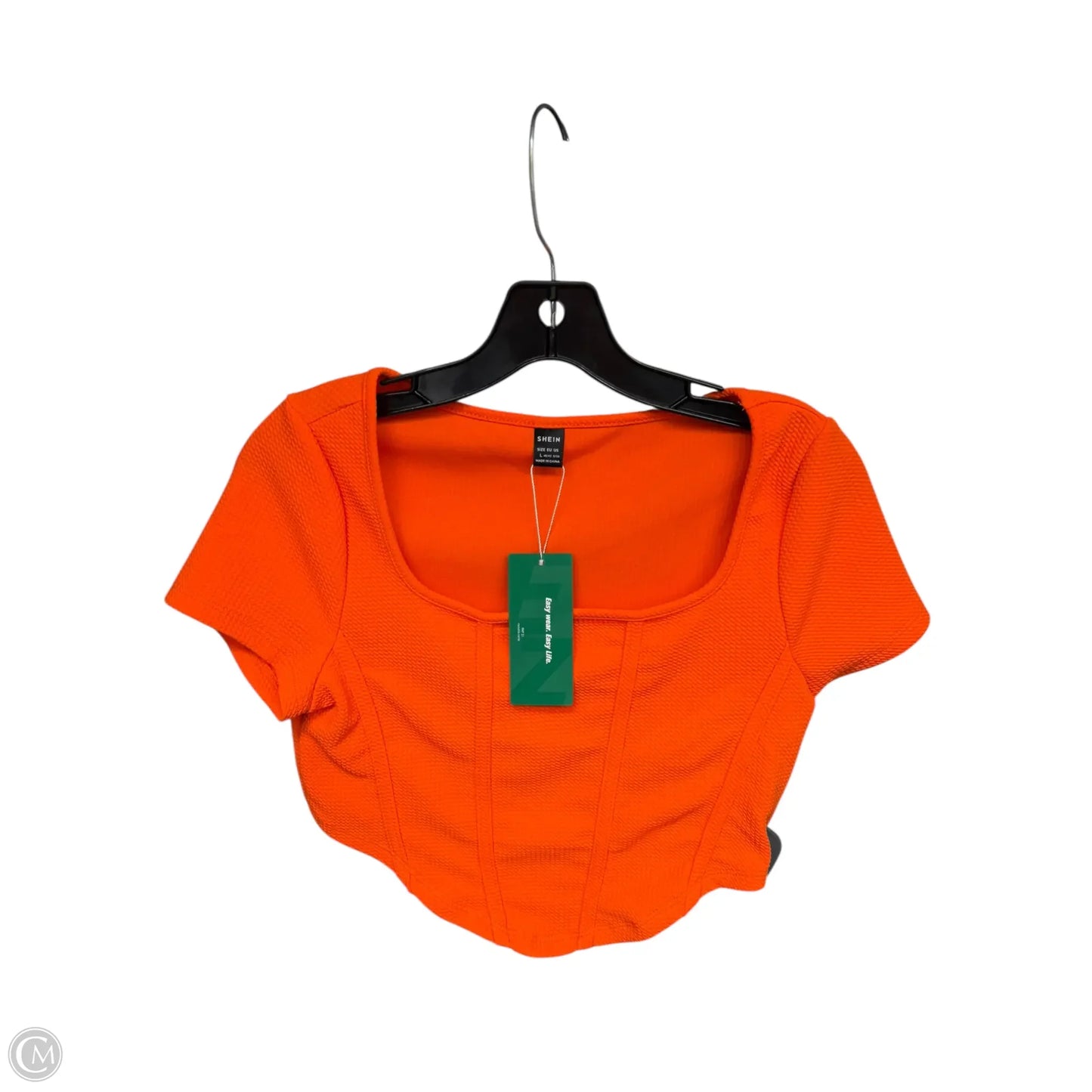 Top Short Sleeve By Shein In Orange, Size: L