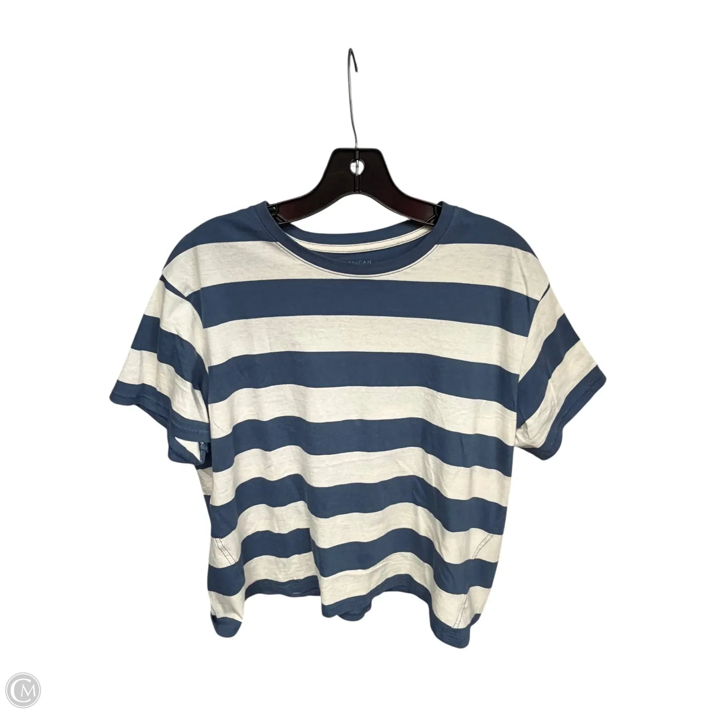 Top Short Sleeve By American Eagle In Striped Pattern, Size: L