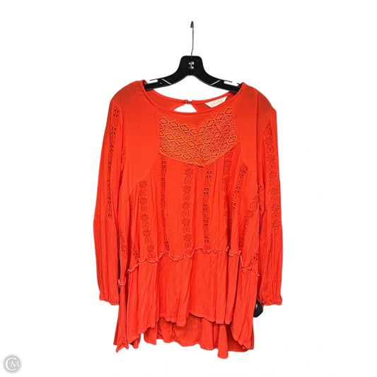 Tunic Long Sleeve By Adiva In Orange, Size: Xl