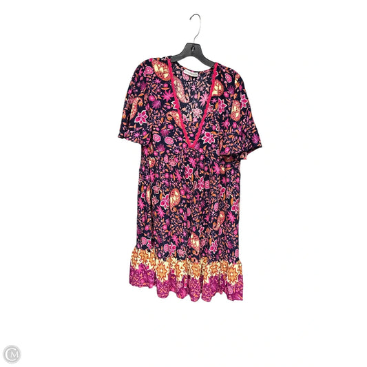Dress Casual Midi By Rusttydustty In Blue & Pink, Size: 2x