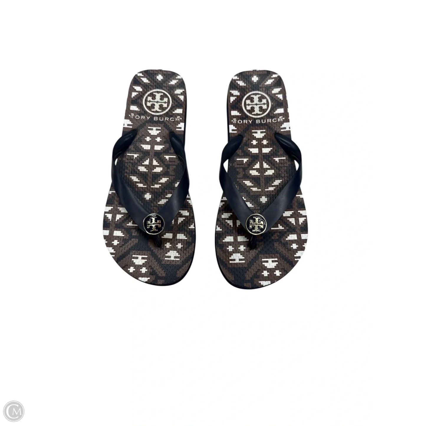 Sandals Designer By Tory Burch In Black & Brown