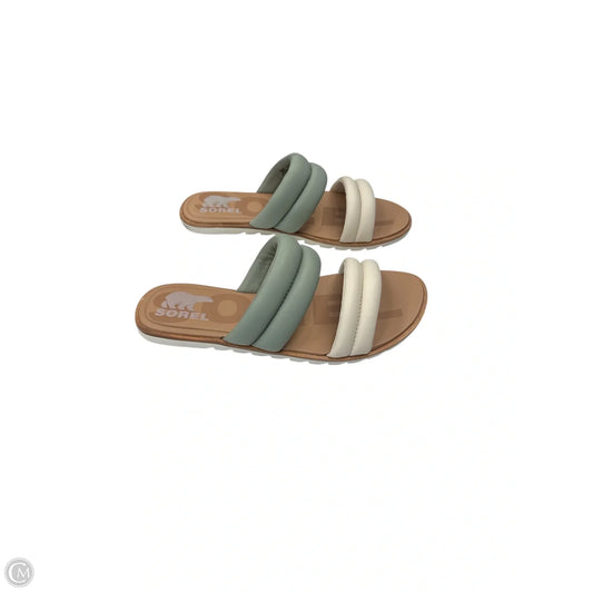 Sandals Flats By Sorel In Cream & Green, Size: 7