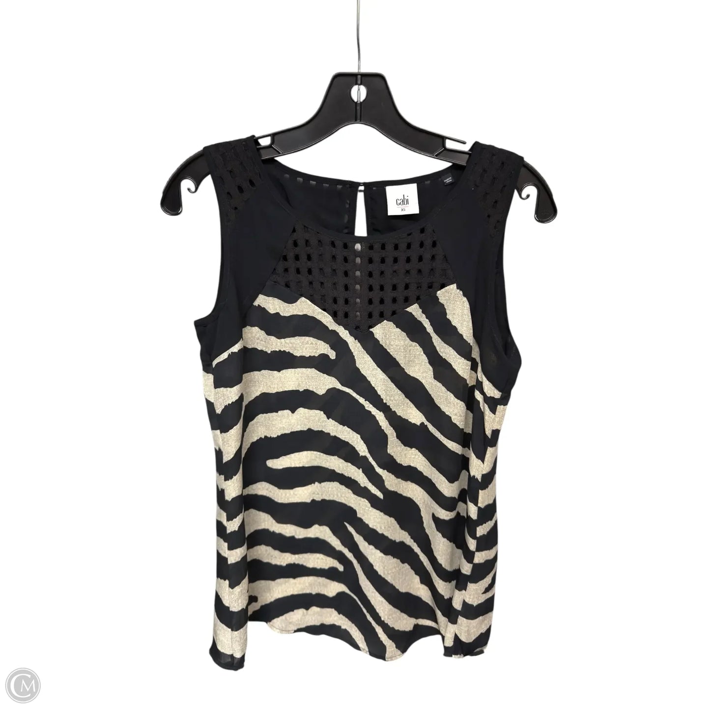 Top Sleeveless By Cabi In Zebra Print, Size: Xs