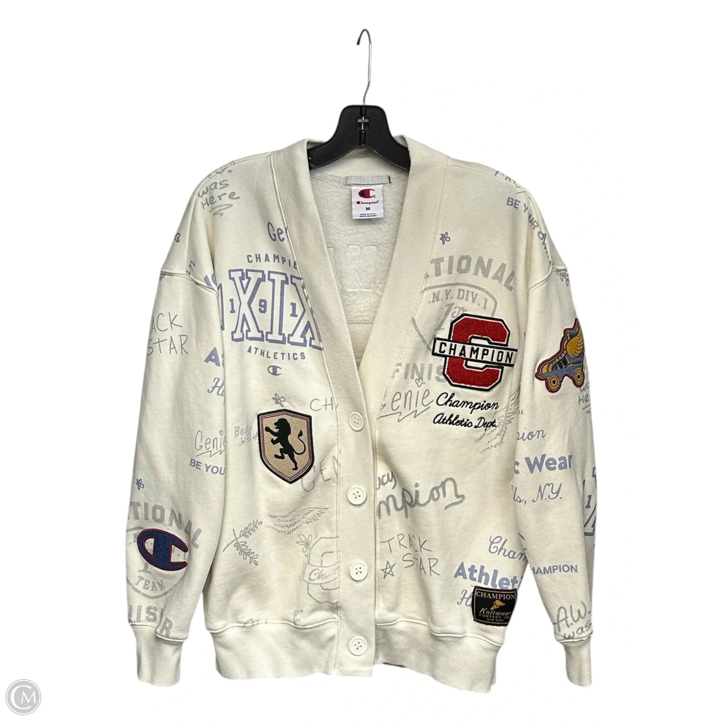 Cardigan By Champion In Cream & Red, Size: M