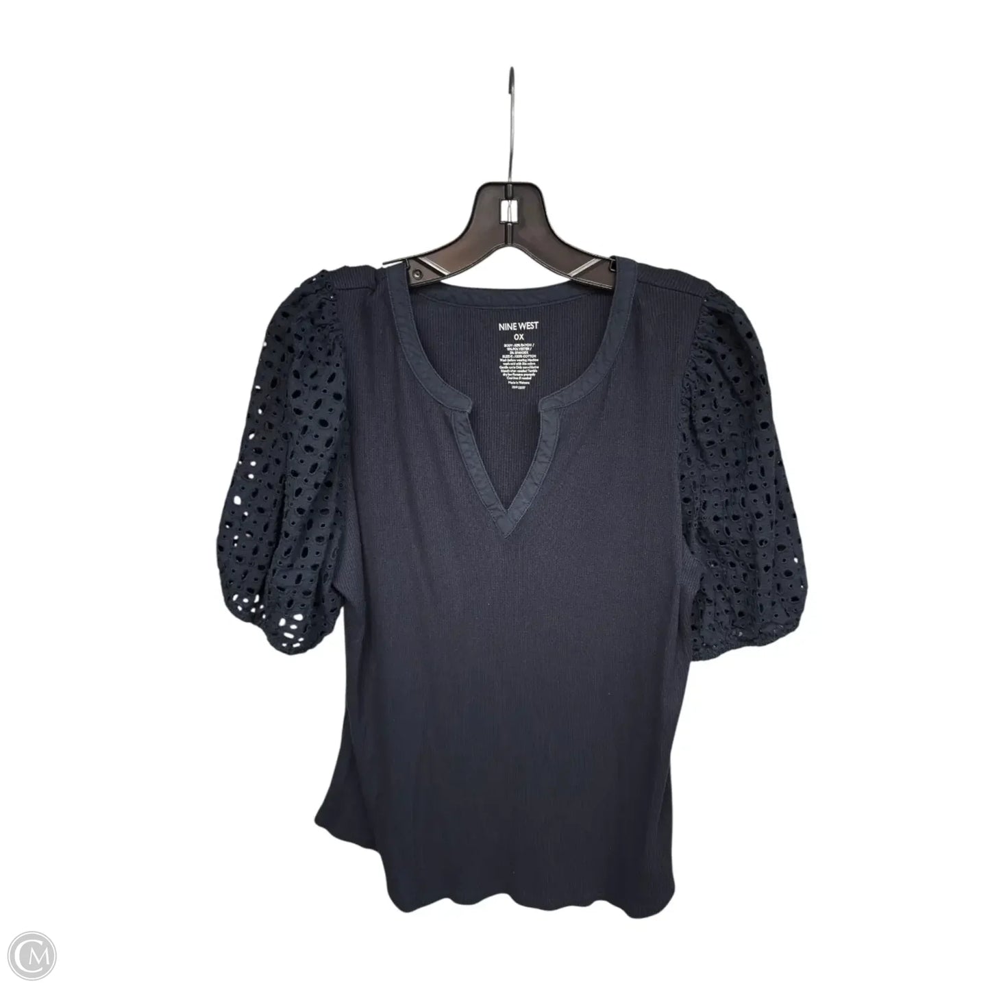Top Short Sleeve By Nine West In Navy, Size: Xl