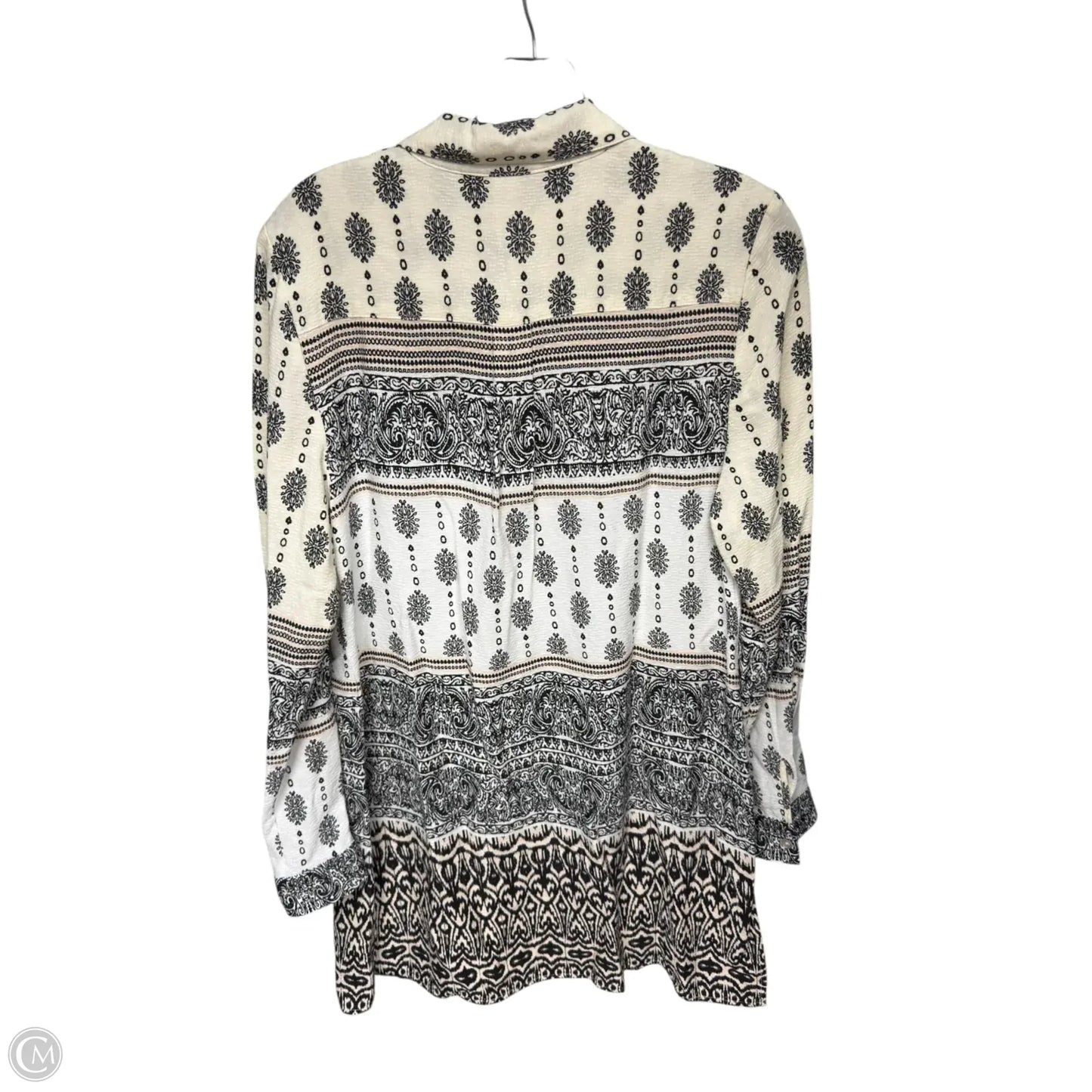 Tunic Long Sleeve By Chicos In Black & Cream, Size: S