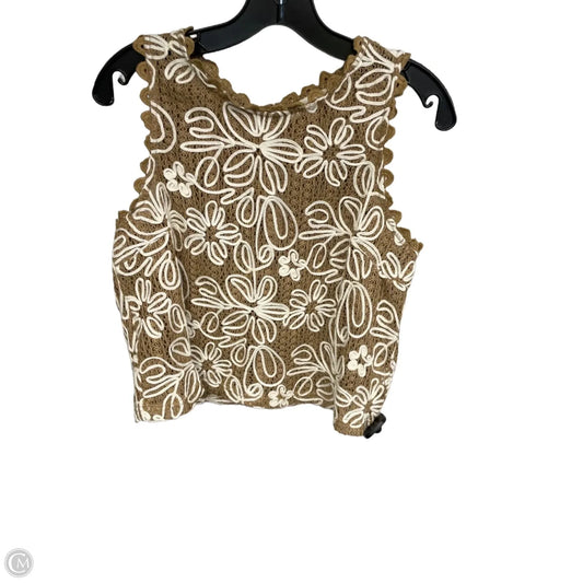 Top Sleeveless By Solitaire In Brown & Cream, Size: M