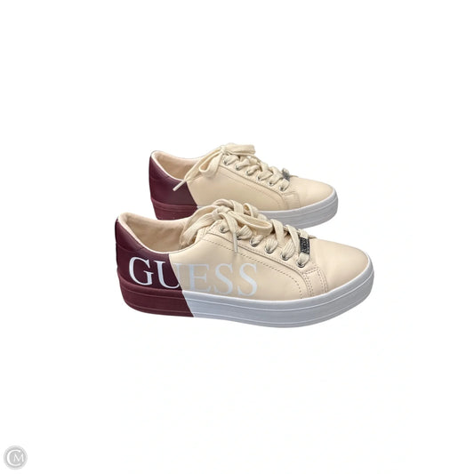 Shoes Sneakers By Guess In Cream & Red, Size: 7