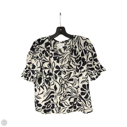 Top Short Sleeve By Velvet In Black & White, Size: M