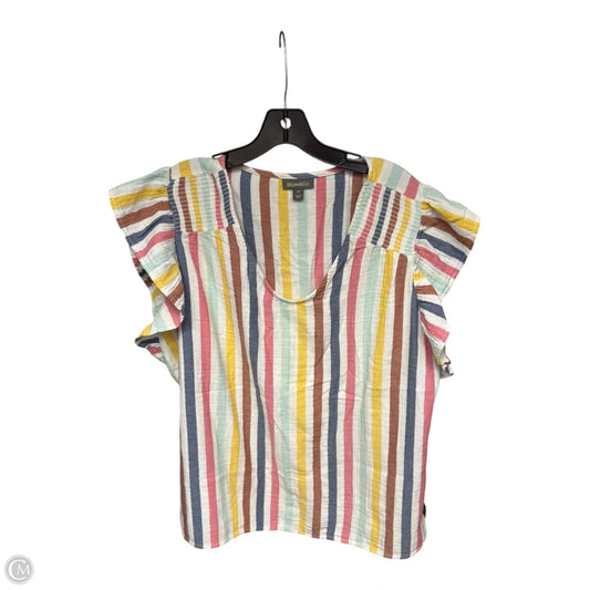 Top Short Sleeve By Style And Company In Striped Pattern, Size: 2x
