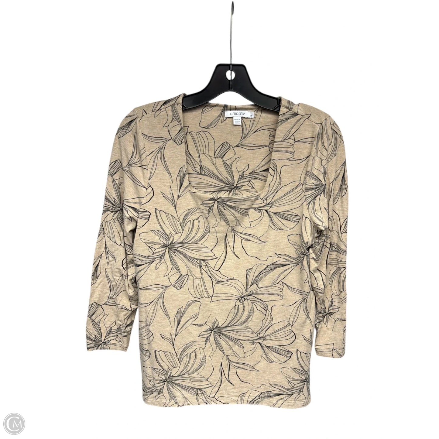 Top 3/4 Sleeve By Chicos In Tan, Size: M