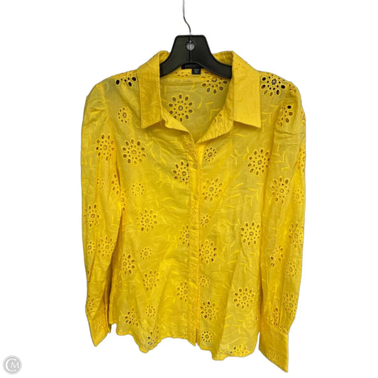Blouse Long Sleeve By Boston Proper In Yellow, Size: M