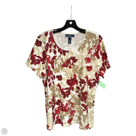Top Short Sleeve By Karen Scott In Cream & Red, Size: Xl