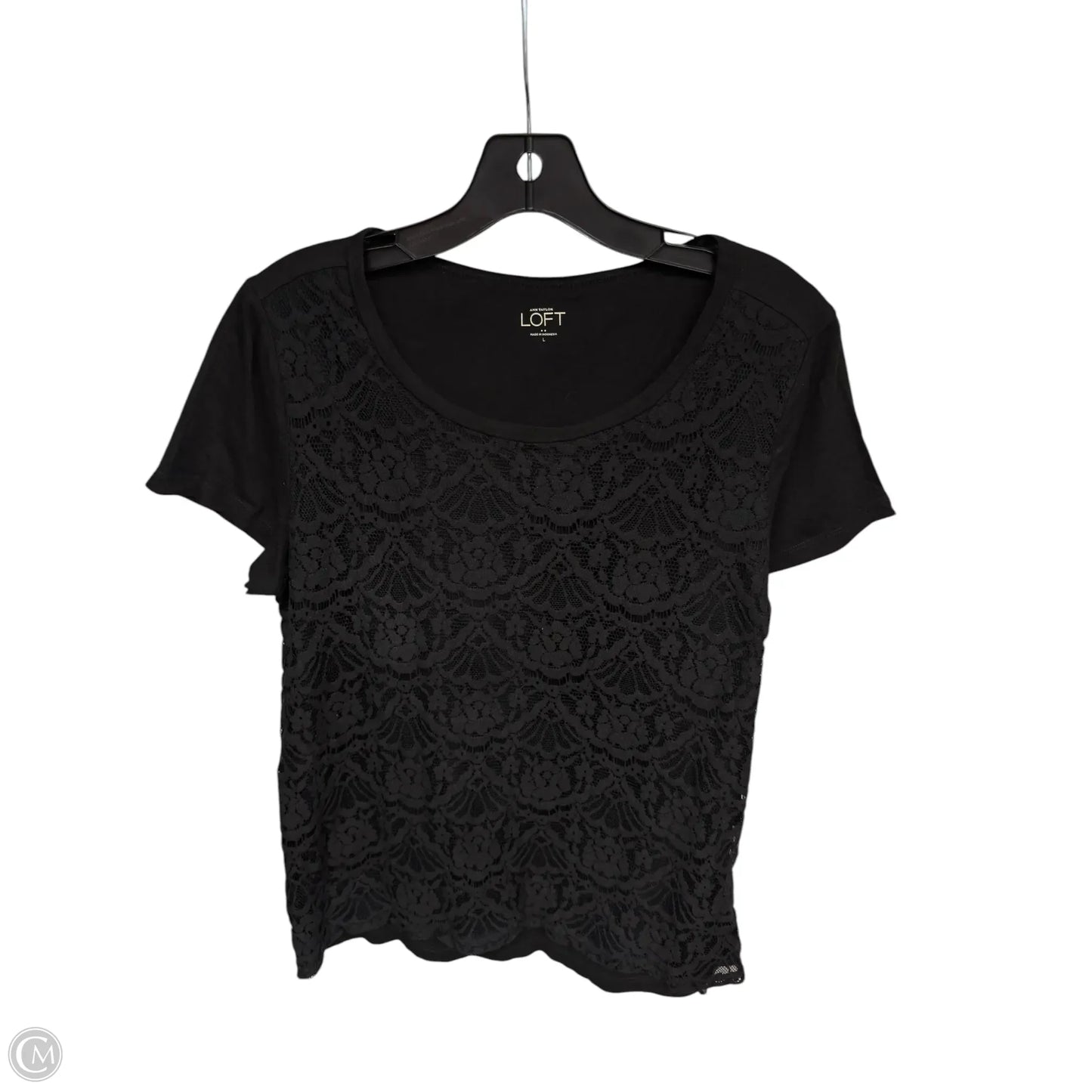 Top Short Sleeve By Loft In Black, Size: L