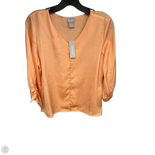 Top 3/4 Sleeve By Chicos In Orange, Size: Mp