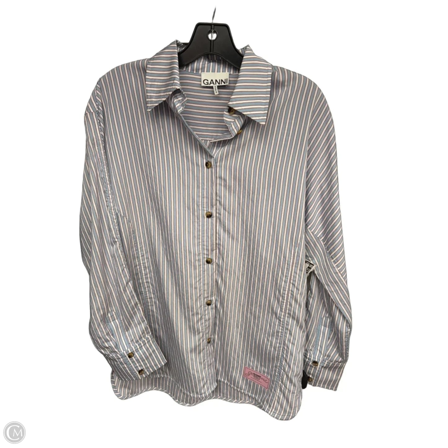 Top Long Sleeve By Ganni In Striped Pattern