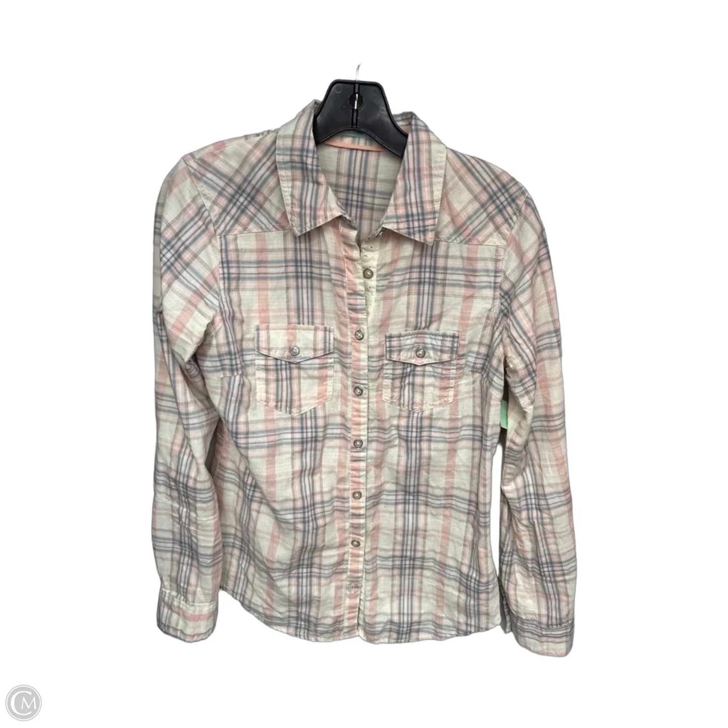 Top Long Sleeve By Maurices In Plaid Pattern, Size: S