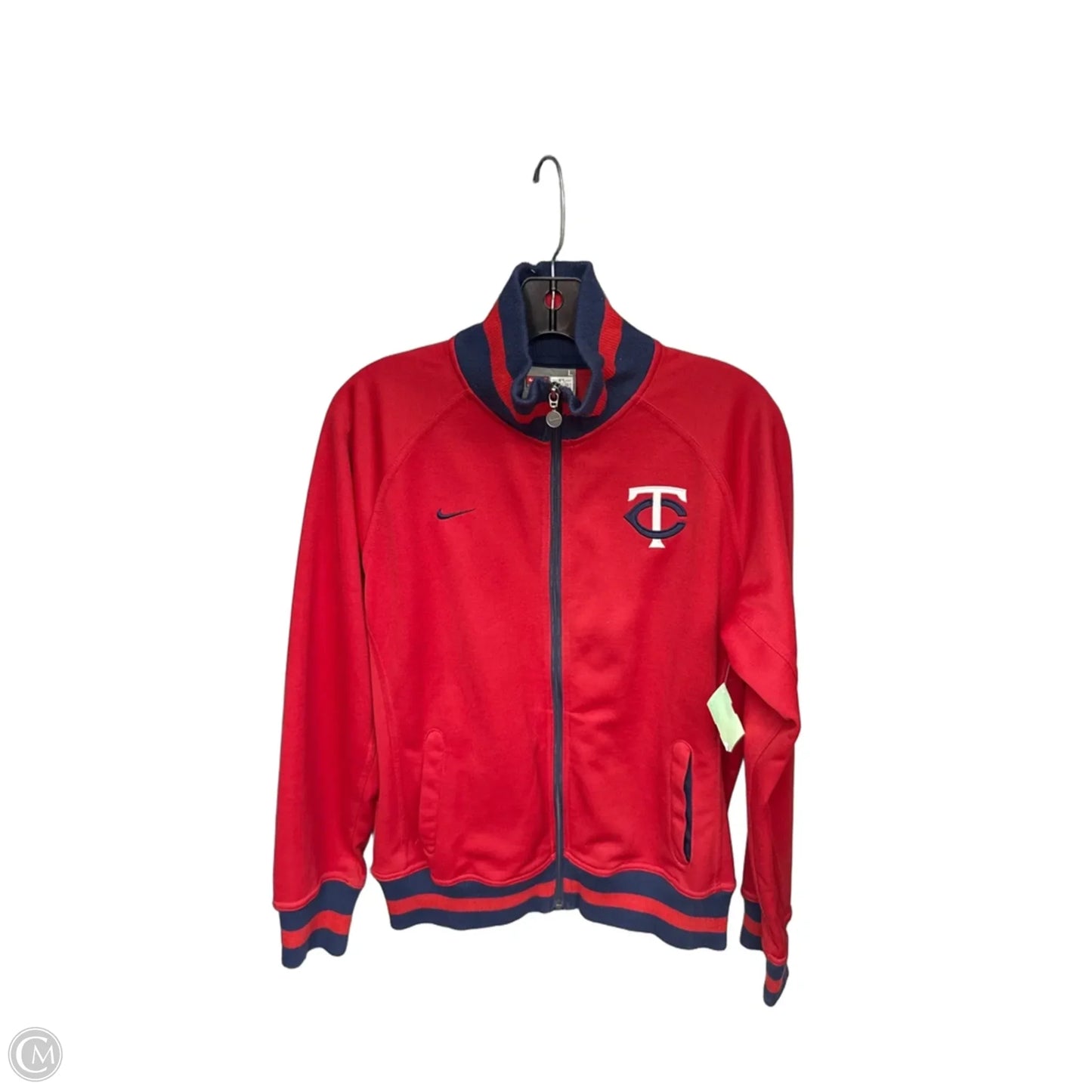 Athletic Jacket By Nike Apparel In Blue & Red, Size: L