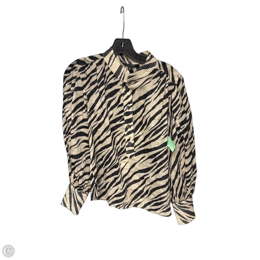Blouse Long Sleeve By Banana Republic In Black & Tan, Size: Xs