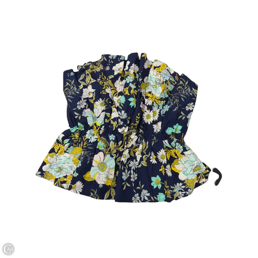 Top Sleeveless By Anthropologie In Blue & Yellow, Size: M