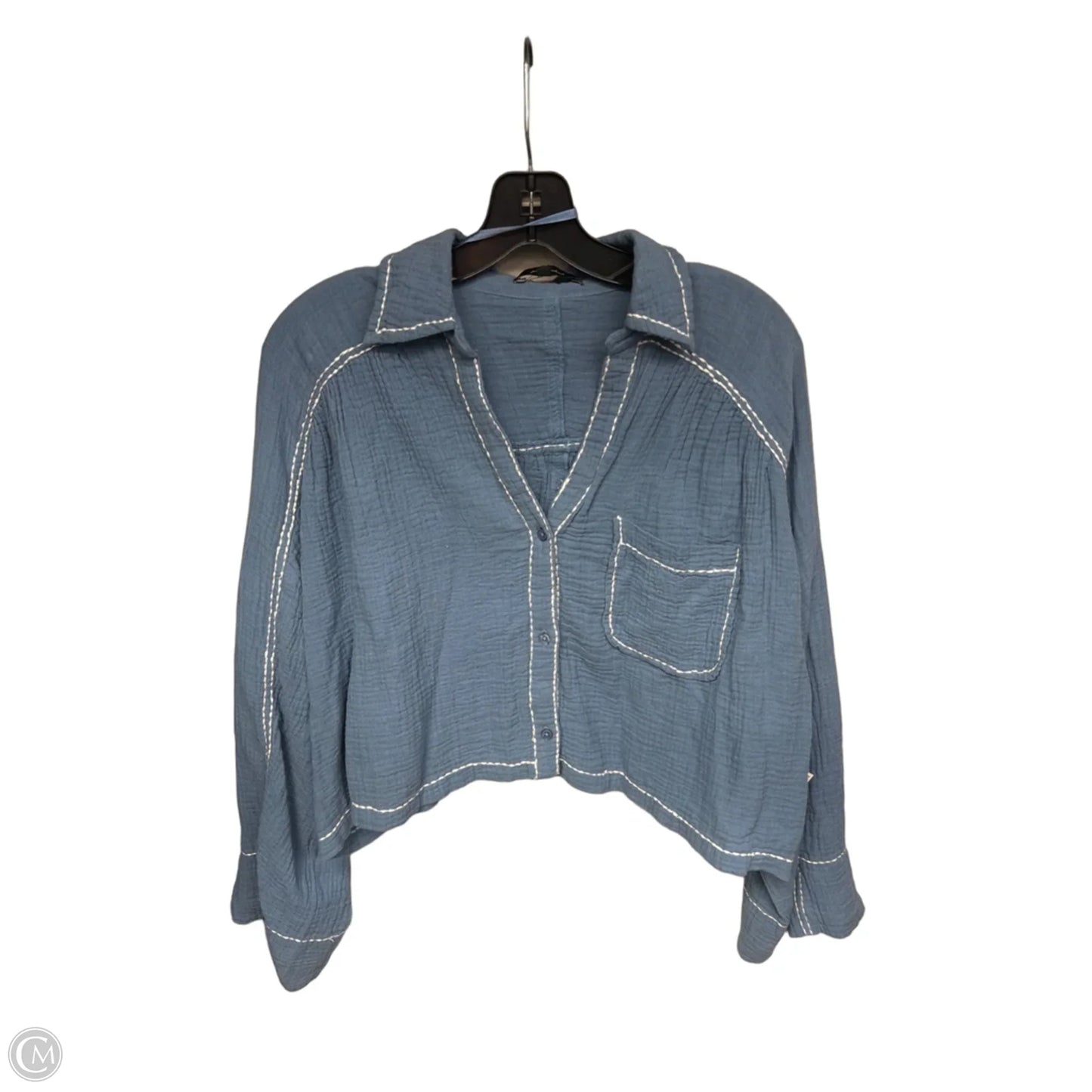 Top Long Sleeve By 7 For All Mankind In Blue, Size: M