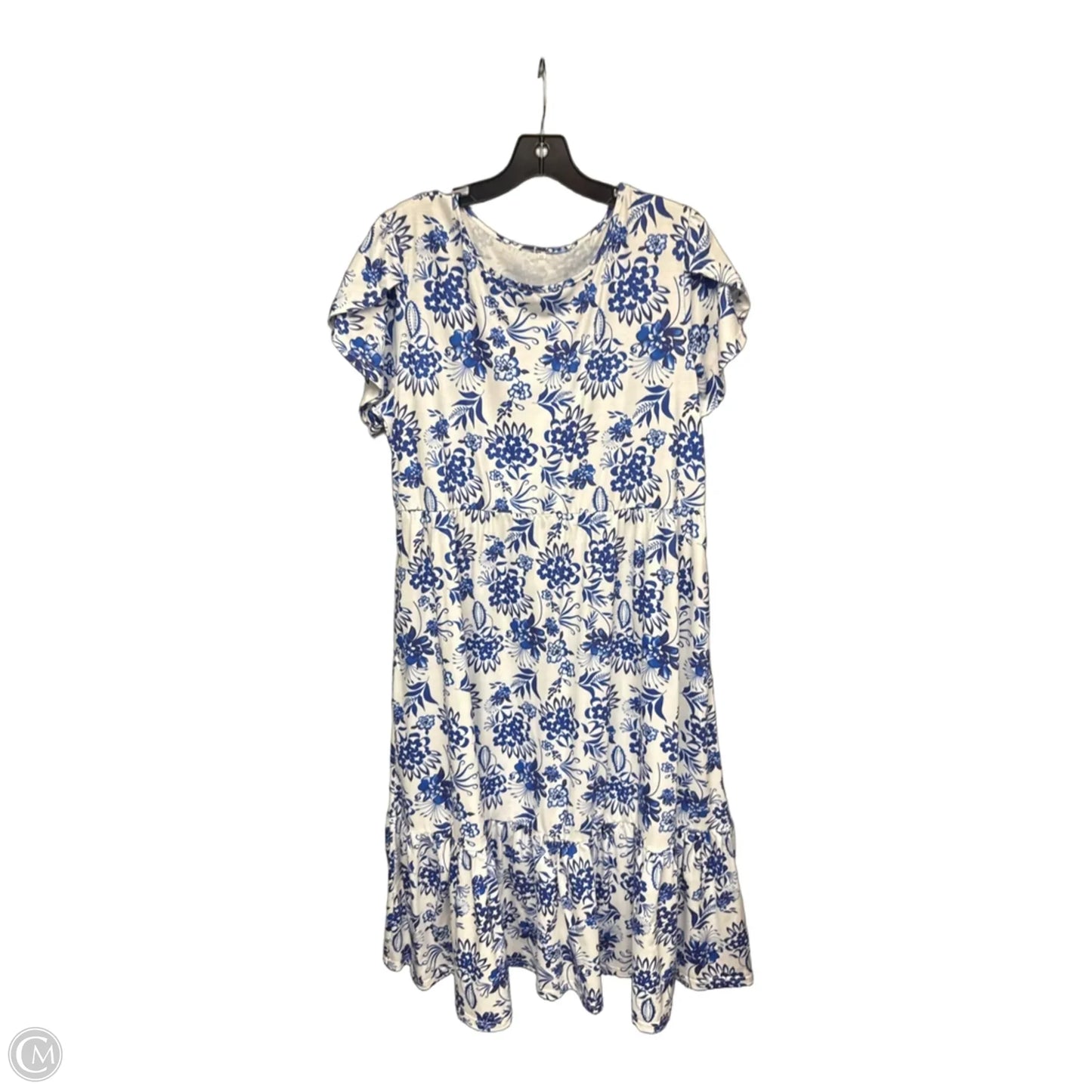 Dress Casual Midi By Clothes Mentor In Blue & White, Size: Xxl