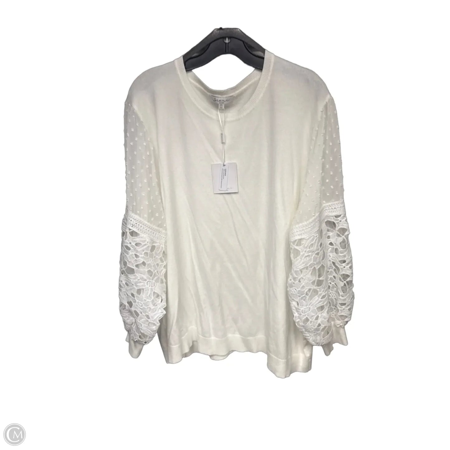 Blouse Long Sleeve By Sioni In White, Size: 2x