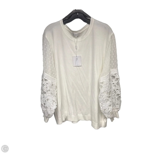 Blouse Long Sleeve By Sioni In White, Size: 2x