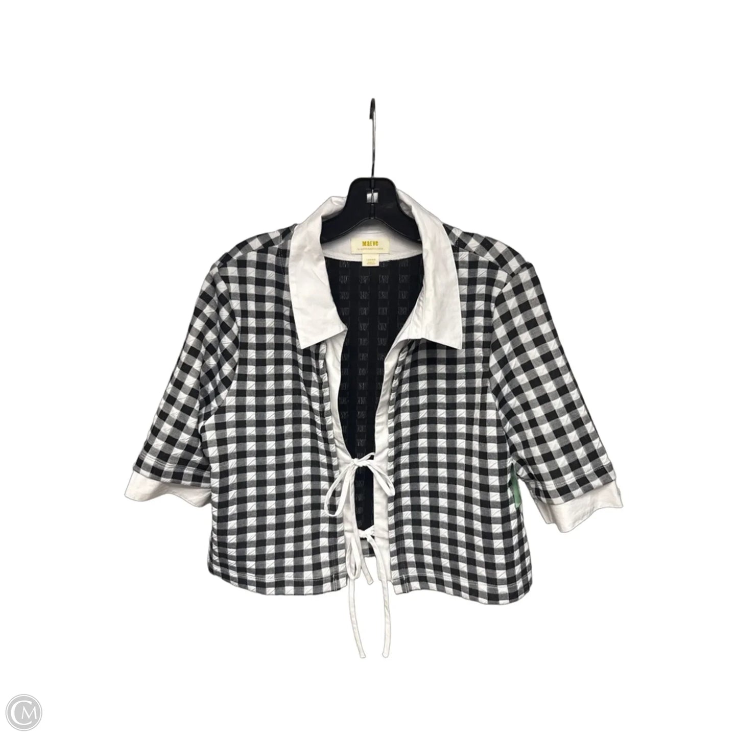 Top Short Sleeve By Maeve In Checkered Pattern, Size: L