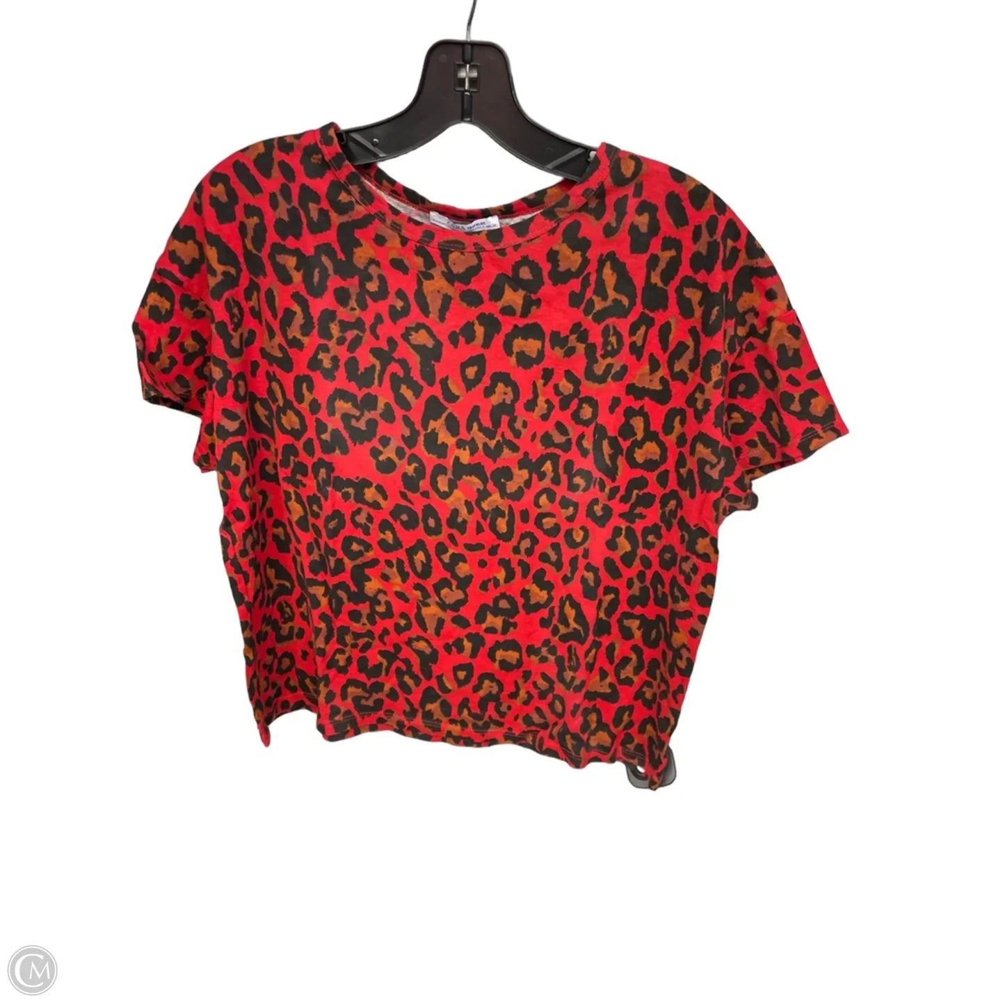Top Short Sleeve By Zara In Animal Print, Size: S