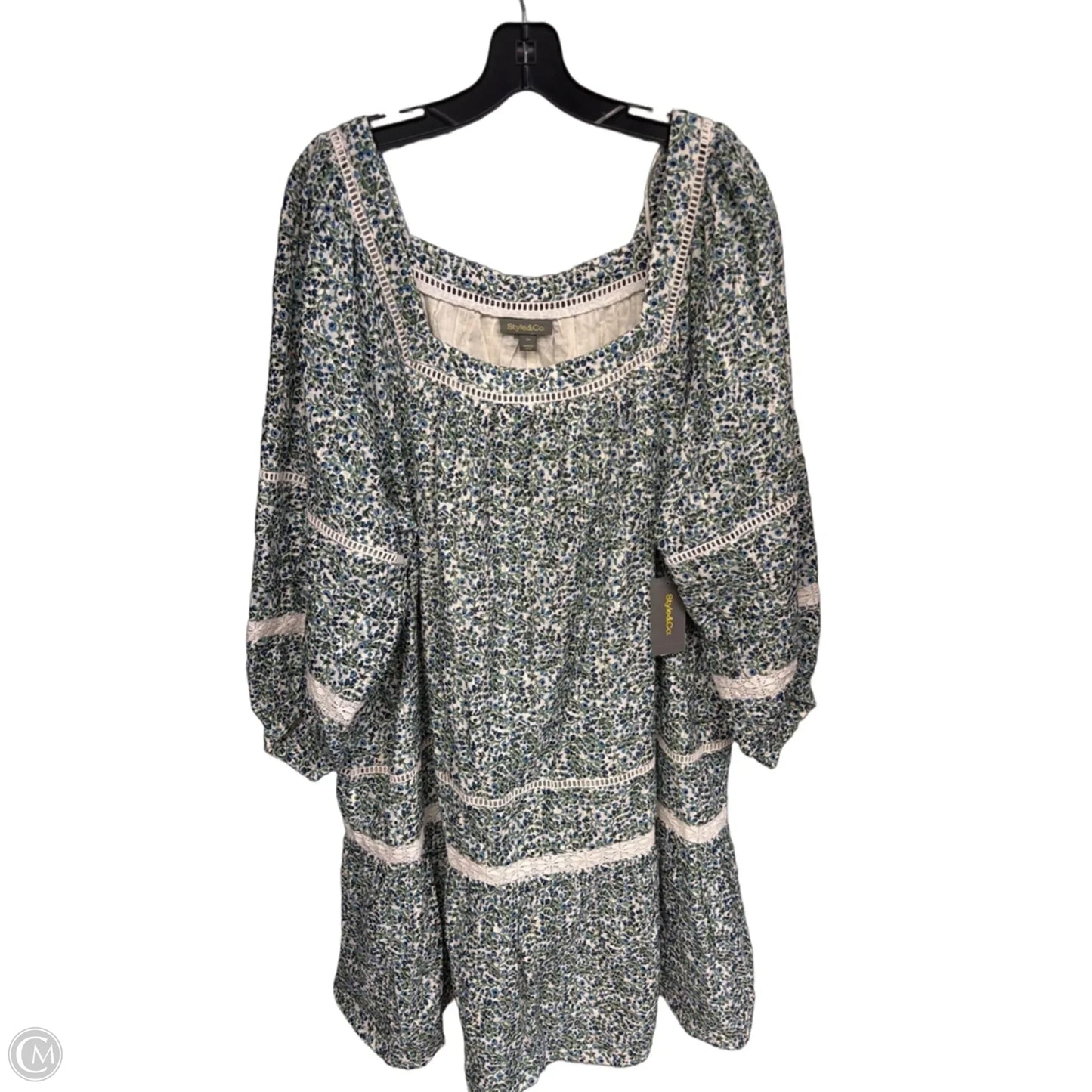 Dress Casual Midi By Style And Company In Green & White, Size: 3x