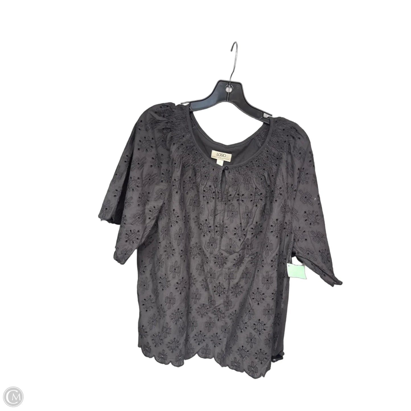 Top Short Sleeve By Logo In Grey, Size: L