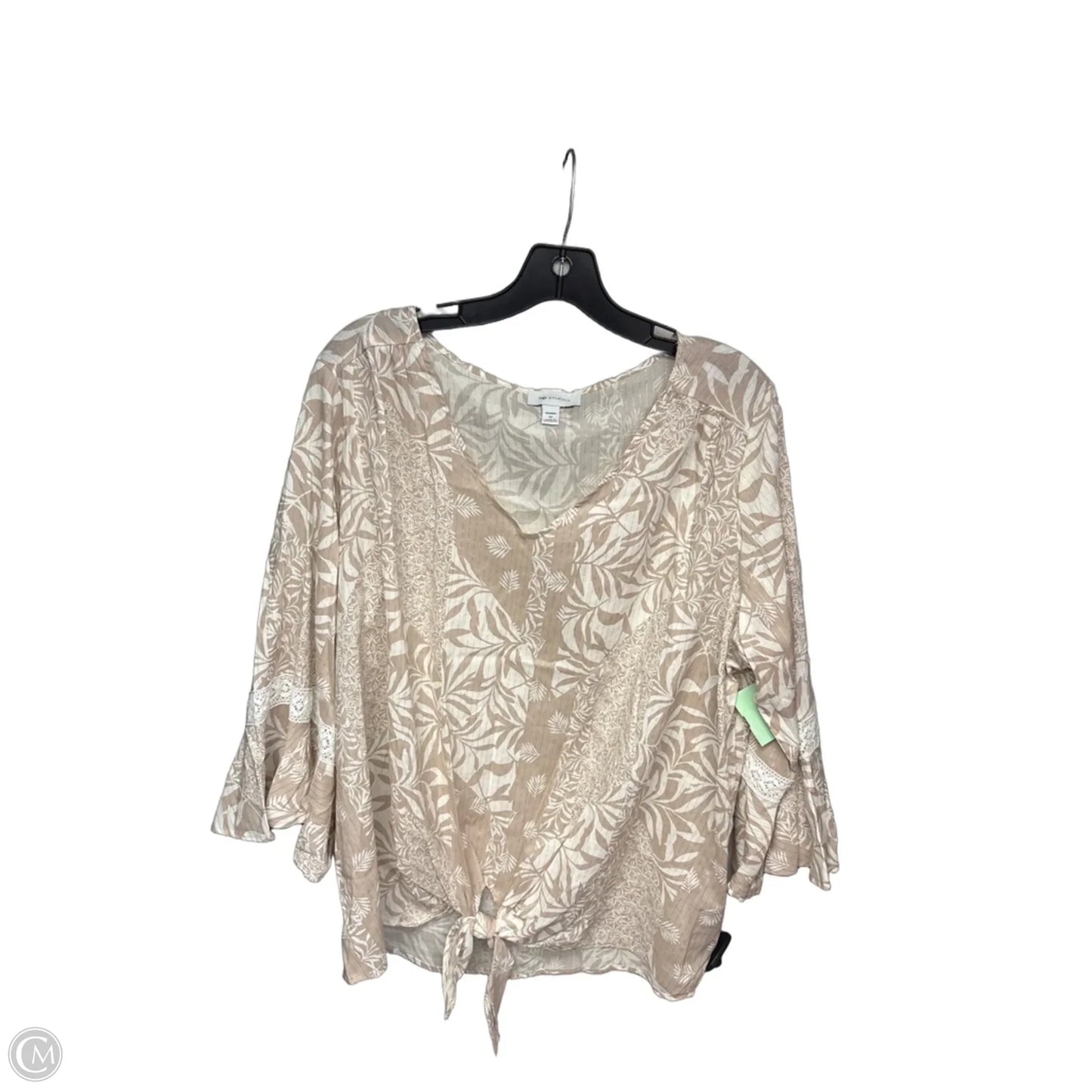 Top 3/4 Sleeve By Ab Studio In Tan, Size: 1x