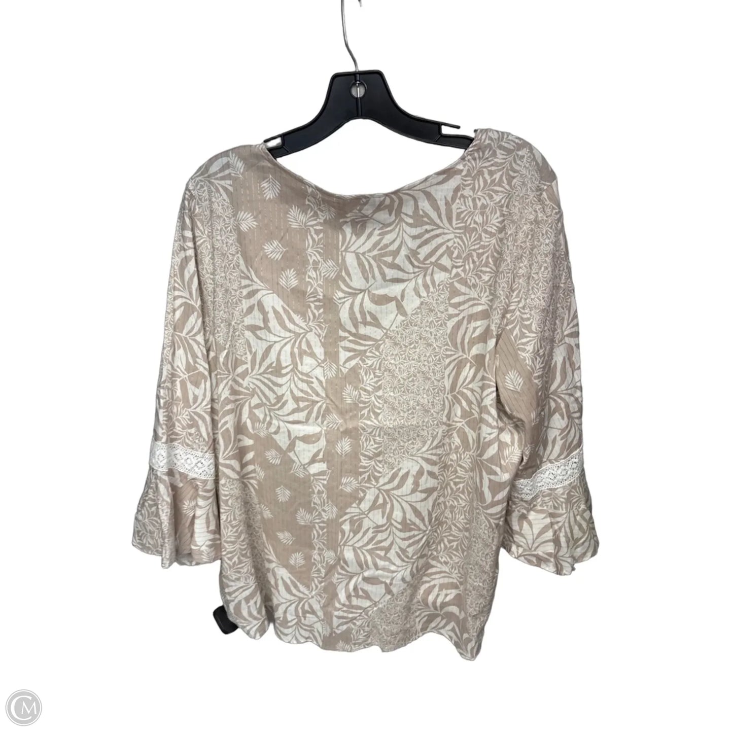 Top 3/4 Sleeve By Ab Studio In Tan, Size: 1x