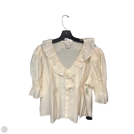 Blouse Short Sleeve By Laura Ashley In Cream, Size: Xl