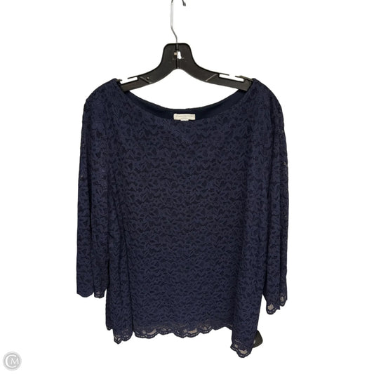 Blouse Long Sleeve By Charter Club In Navy, Size: 2x