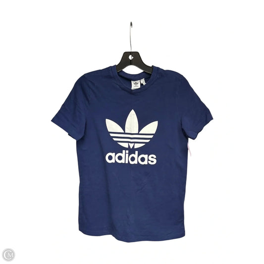 Athletic Top Short Sleeve By Adidas In Navy, Size: M