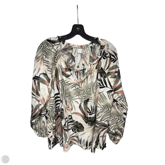 Top Long Sleeve By Old Navy In Tropical Print, Size: Xl