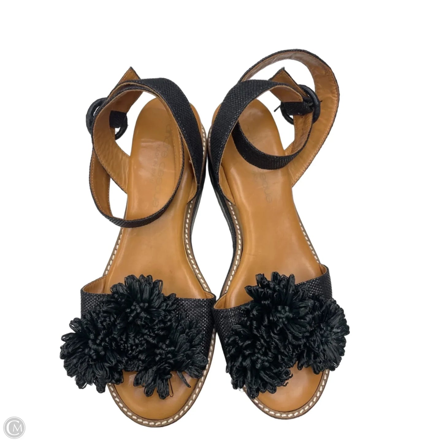 Sandals Heels Wedge By Clothes Mentor In Black, Size: 6.5