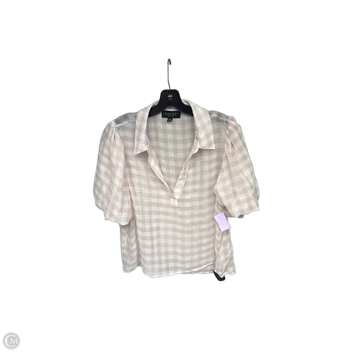 Top Short Sleeve By Laundry In Checkered Pattern, Size: Xl