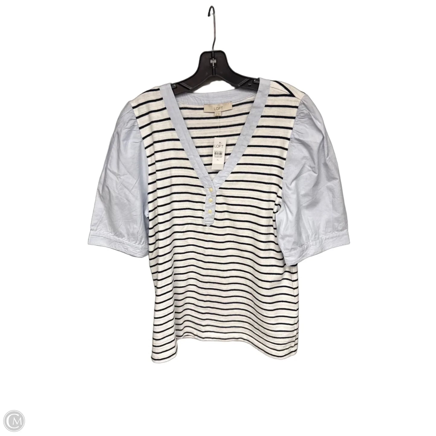 Top Short Sleeve By Loft In Striped Pattern, Size: Xl