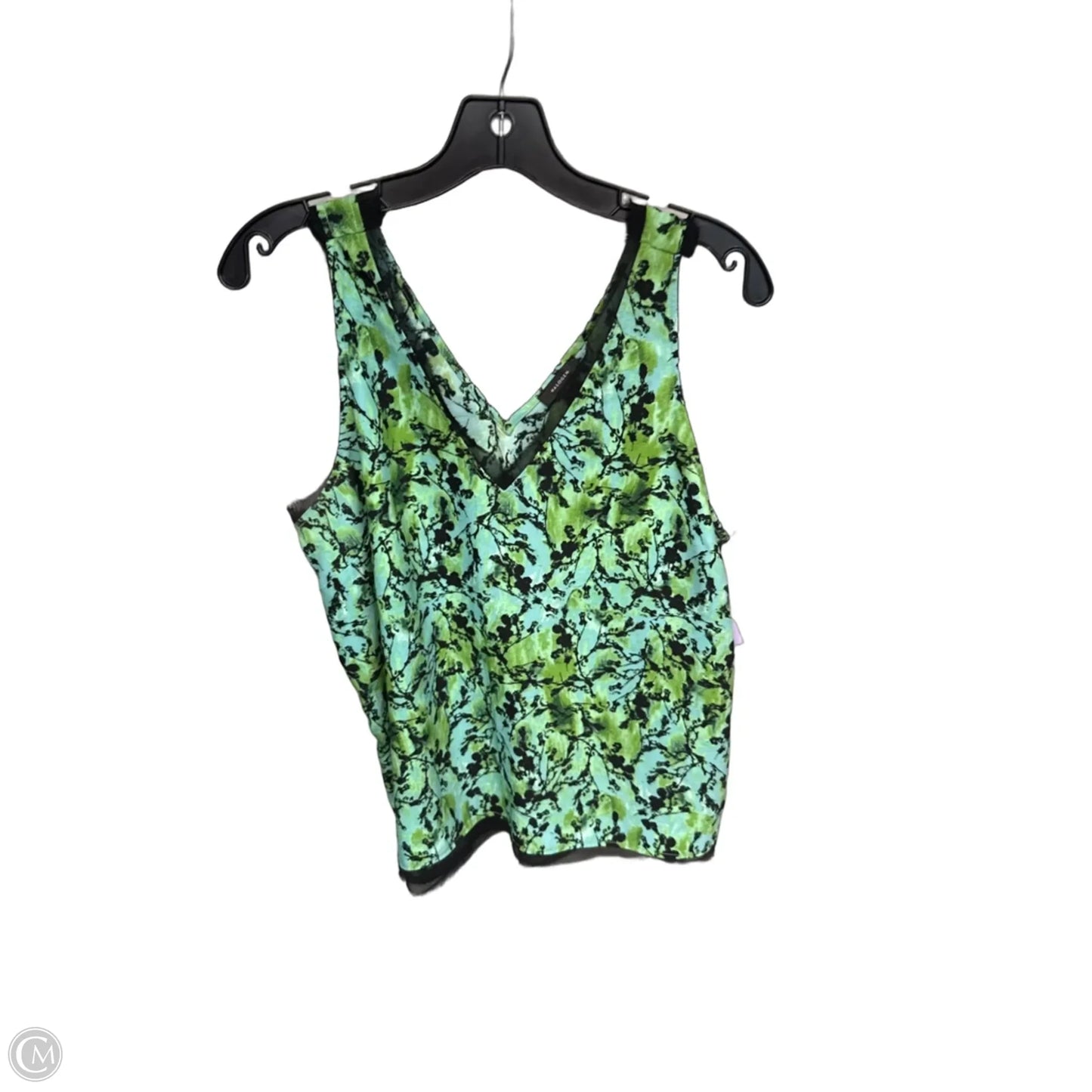 Top Sleeveless By Halogen In Black & Green, Size: L