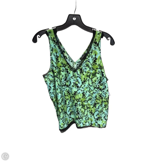 Top Sleeveless By Halogen In Black & Green, Size: L