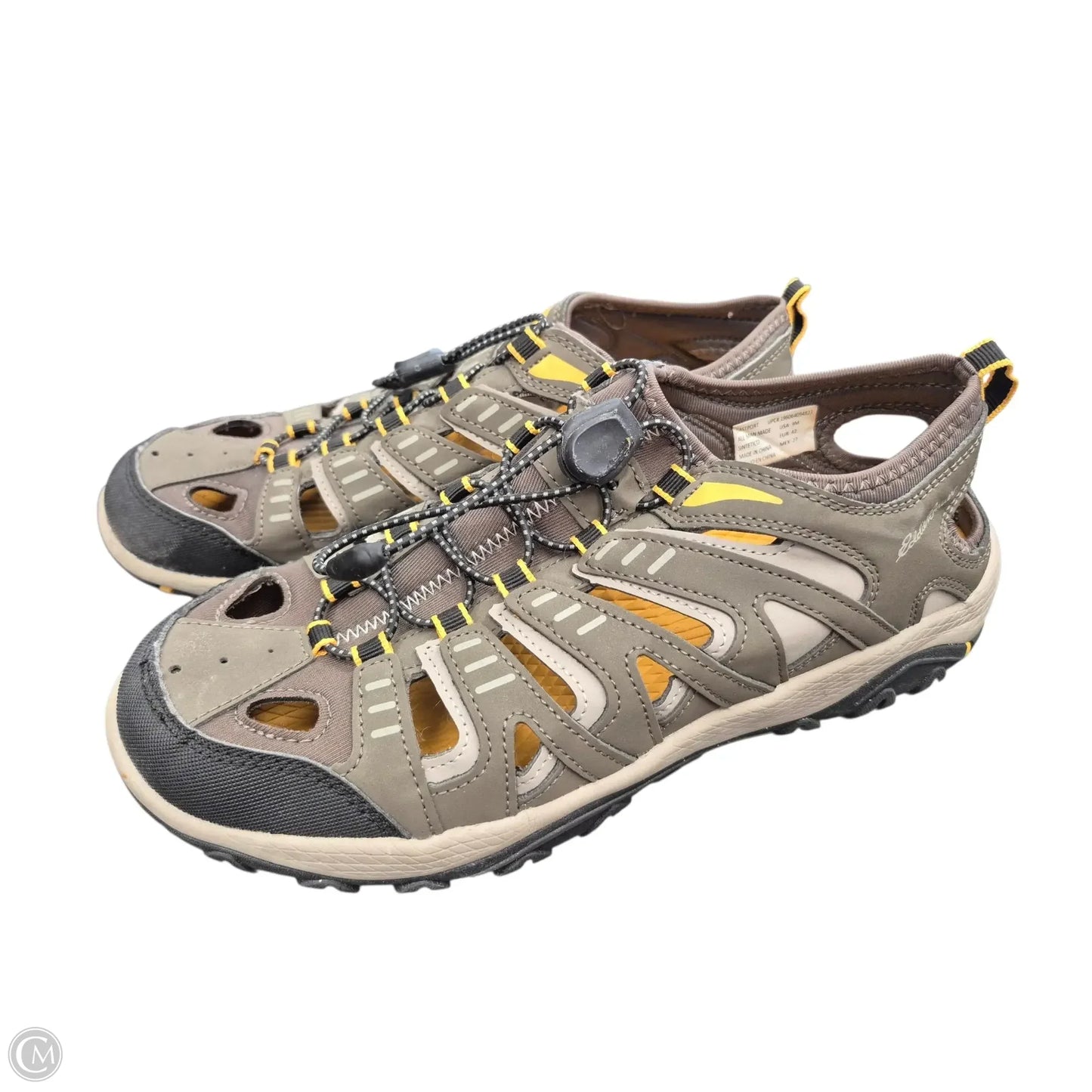 Sandals Flats By Eddie Bauer In Grey & Yellow, Size: 9 MENS