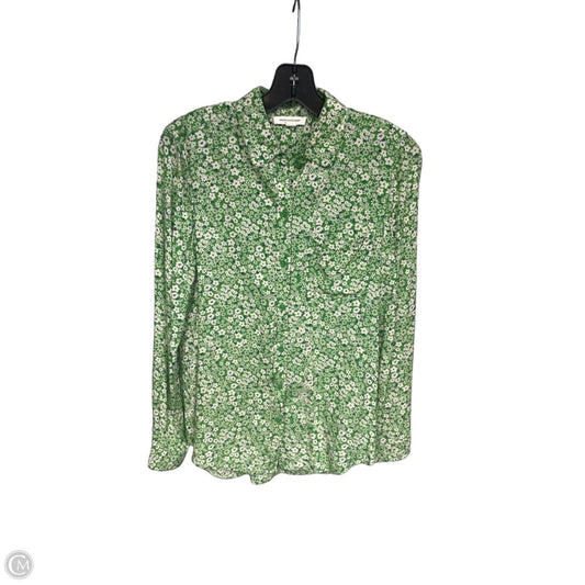 Blouse Long Sleeve By Beachlunchlounge In Green & White, Size: S