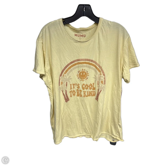 Top Short Sleeve Basic By Show Me Your Mumu In Yellow, Size: S