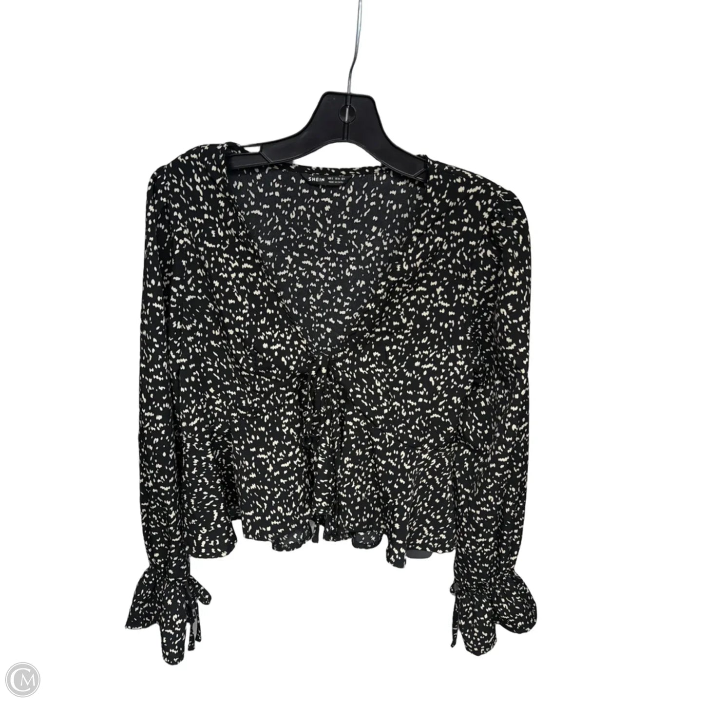 Top 3/4 Sleeve By Shein In Black & Cream, Size: S