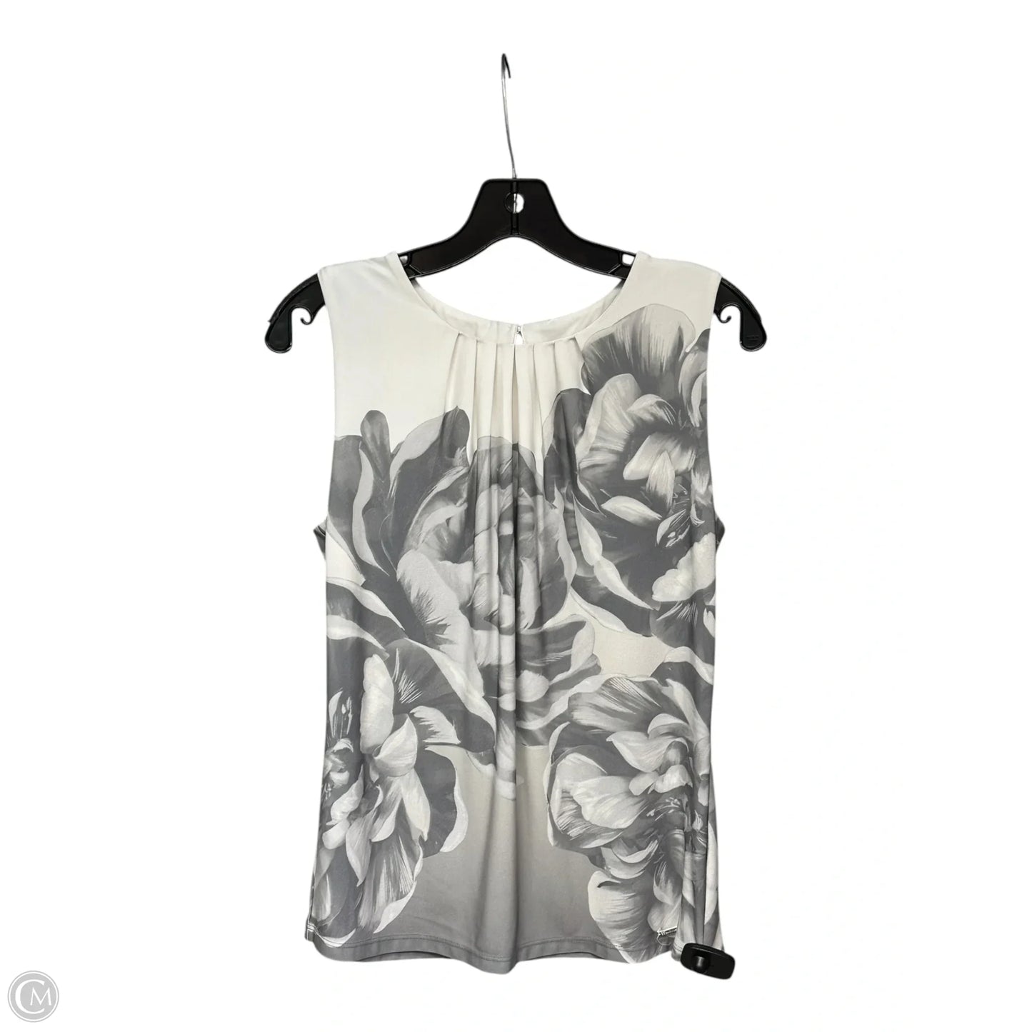 Top Sleeveless By Calvin Klein In Grey & White, Size: M