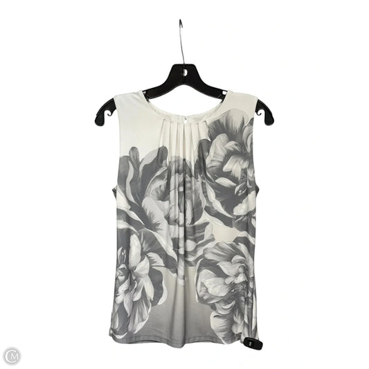 Top Sleeveless By Calvin Klein In Grey & White, Size: M